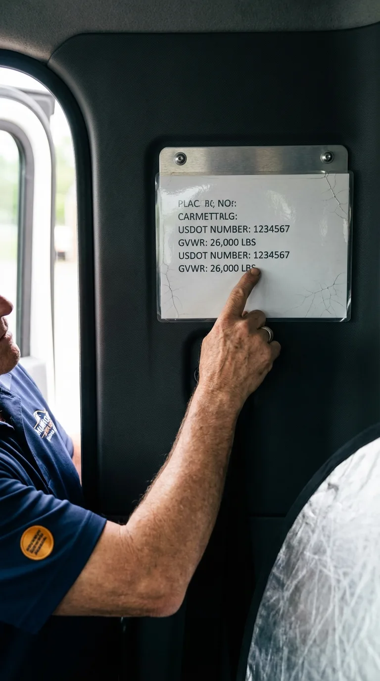 USDOT licensing placard verification in Cuero